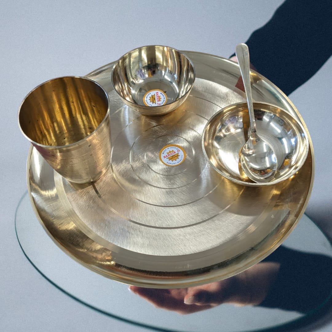 Shop Our Handcrafted Elegant 5-Piece Brass Dinner Set, Perfect for Gifting